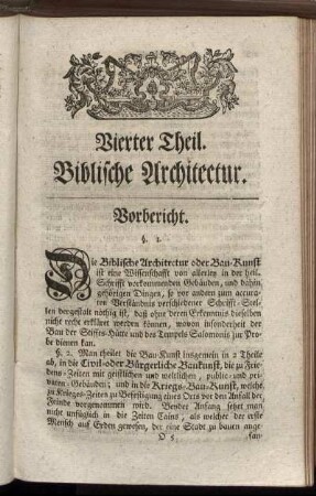 Vierter Theil. Biblische Architectur.