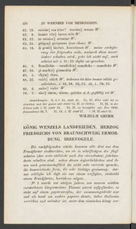 König Wenzels Landfrieden. Herzog Friedrichs Von Braunschweig Ermordung. Irrefogele.