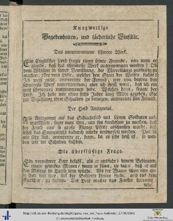 Kurzweilige Begebenheiten, und lächerliche Einfälle.