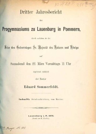 Jahresbericht des Progymnasiums zu Lauenburg in Pommern : für das Schuljahr ..., 1878/79 = Jahresb. 3