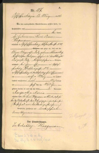 Standesamtsbuch der Stadt Aschaffenburg: Geburten 365/1900 - 184/1901