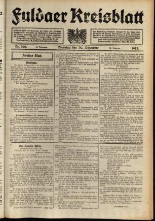 Zweite Ausgabe vom Dienstag, den 30. Dezember 1913.