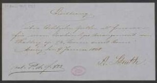 Quittung über Honorar für eine Klavierbearbeitung von Sigismond Thalbergs "Home, sweet home, Op. 72"