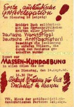 Einladung der VVN und des Demokratischen Blocks Leipzig zu einer Massenkundgebung