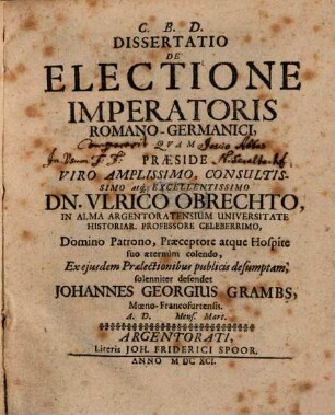 Diss. de electione imperatoris Romano-Germanici