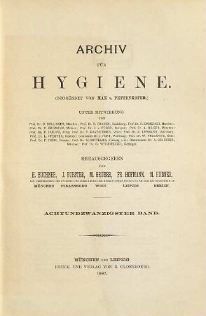 Archiv für Hygiene. 28. 1897