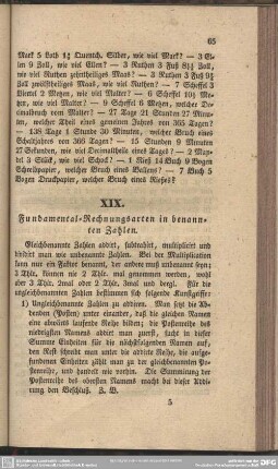 XIX. Fundamental-Rechnungsarten in benannten Zahlen