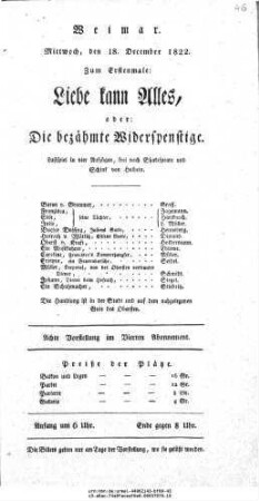 Liebe kann Alles, oder: Die bezähmte Widerspenstige
