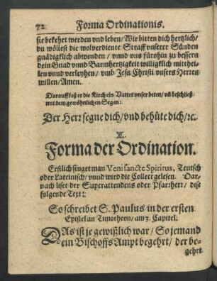 X. Forma der Ordination.