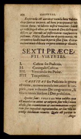 Sexti Praecepti Virtutes.