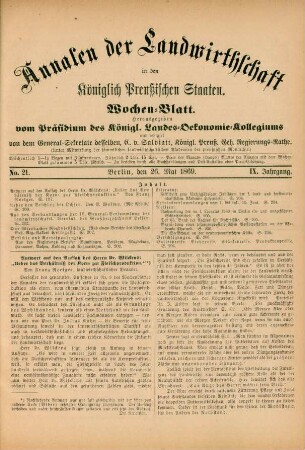 No. 21. Berlin, den 26. Mai 1869. IX. Jahrgang.