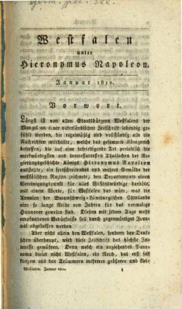Westfalen unter Hieronymus Napoleon. 1. 1812