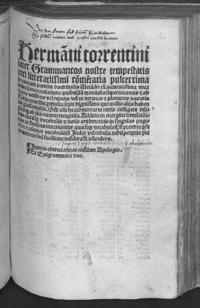 Hermanni Torrentini ... Commentaria pulcerrima in primam partem doctrinalis Alexandri : cum accuratissima vocabulorum interpretatione quibusdam mendosis supervacaneis & obscuris versibus ...