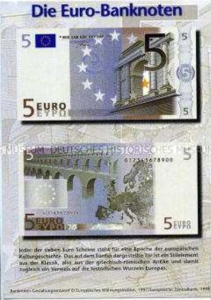 Postkarte zur Einführung des Euro (5 Euro-Schein)