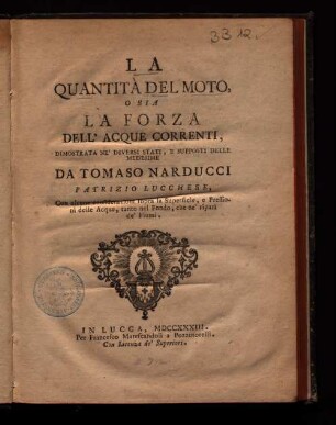 La quantita del moto, o sia la forza dell acque correnti