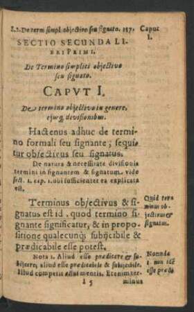 Sectio Secunda Libri Primi. De Termino simplici objectivo seu signato.