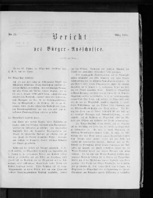 Nr. 15 Bericht des Bürgerausschusses März 1860