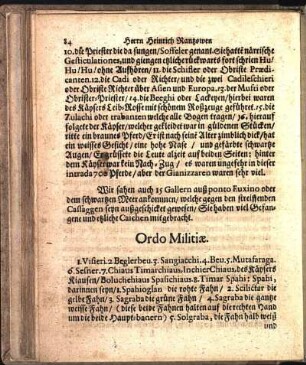 Ordo Militiæ.