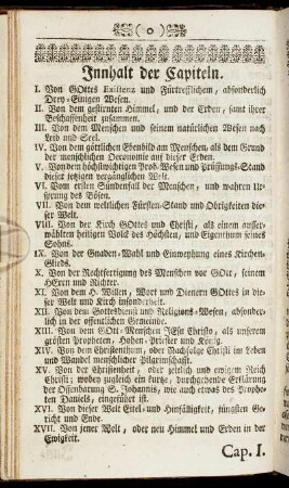 Innhalt der Capiteln