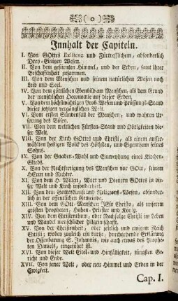Innhalt der Capiteln