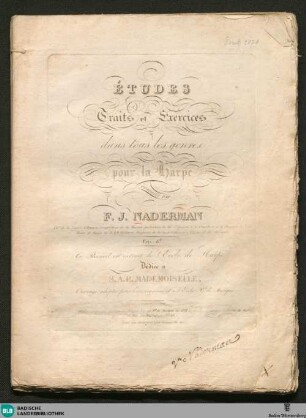 Études traits et exercices dans tous les genres pour la harpe