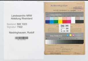Entnazifizierung Rudolf Niedringhausen , geb. 02.02.1910 (Baufuehrer)