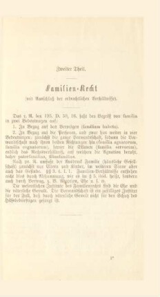 Familien-Recht (mit Ausschluß der erbrechtlichen Verhältnisse).