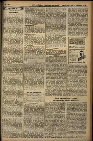 Zweite Ausgabe vom Donnerstag, den 12. Dezember 1929.