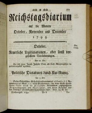 auf die Monate October, November und December 1795.
