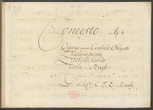 Konzerte; cemb (org), strings; G-Dur; H 444; Wq 34