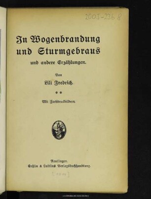 In Wogenbrandung und Sturmgebraus und andere Erzählungen