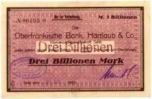 Geldschein / Notgeld, 3 Billionen Mark, 24.11.1923