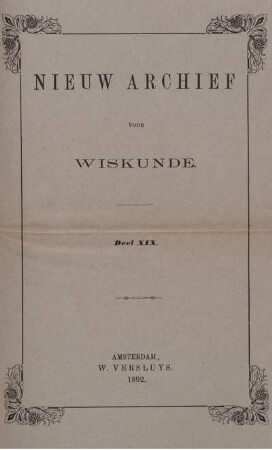 19: Nieuw archief voor wiskunde