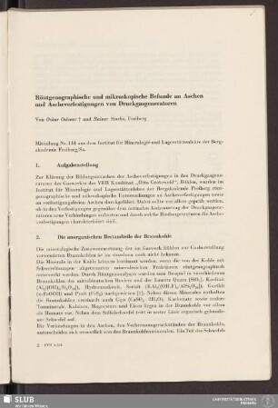 Röntgenographische und mikroskopische Befunde an Aschen und Ascheverfestigungen von Druckgasgeneratoren