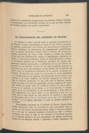 La inauguración del Gobierno de Hoover