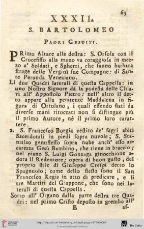 Num. XXXII.: S. Bartolomeo