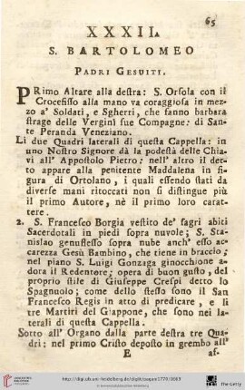 Num. XXXII.: S. Bartolomeo