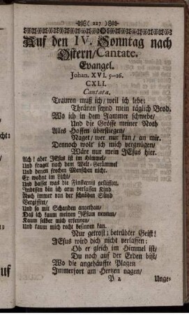 Auf den IV. Sonntag nach Ostern / Cantate.
