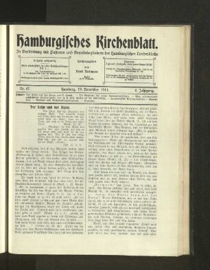 Nr. 47. Hamburg, 19. November 1911. 8. Jahrgang.