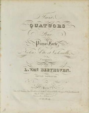 Trois quatuors pour Piano-Forte, Violon, Alto et Violoncelle : Oeuvre posthume. No. 3