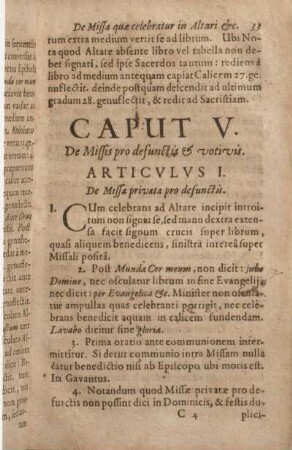 Capvt V. De Missis pro defunctis & votivis.