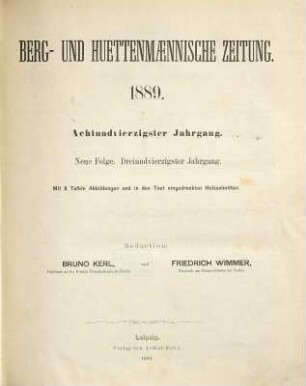 Berg- und hüttenmännische Zeitung, 48 = N.F. Jg. 43. 1889