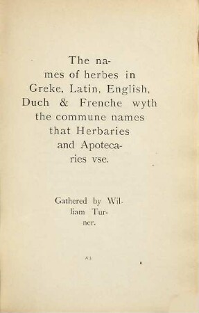 The names of herbes