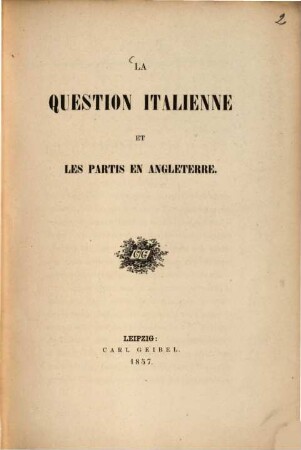 La question italienne et les partis en Angleterre