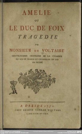 Amelie Ou Le Duc De Foix : Tragedie