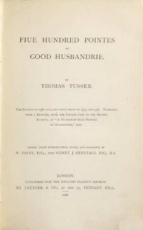 Five hundred pointes of good husbandrie