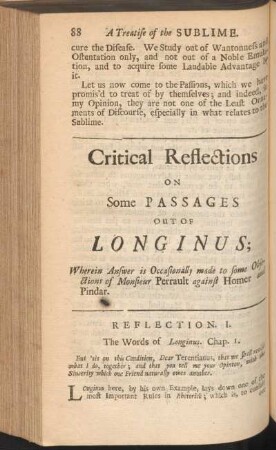 Critical Reflections on some Passages out of Longinus