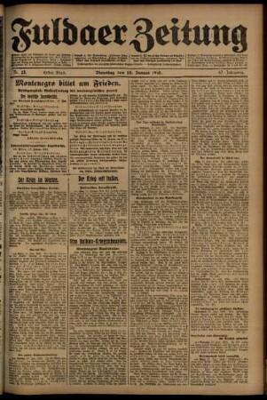 Erste Ausgabe vom Dienstag, den 18. Januar 1916.