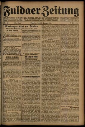Erste Ausgabe vom Dienstag, den 18. Januar 1916.