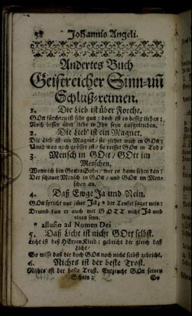 Andertes Buch Geistreicher Sinn- uñ Schluß-reimen.